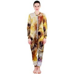 Dog Animal Art Abstract Watercolor Onepiece Jumpsuit (ladies)  by Celenk
