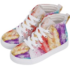 Feathers Bird Animal Art Abstract Kid s Hi-top Skate Sneakers by Celenk