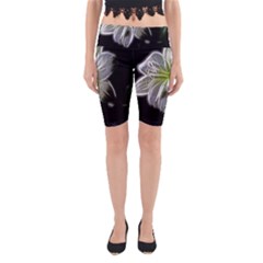White Lily Flower Nature Beauty Yoga Cropped Leggings by Celenk