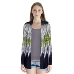 White Lily Flower Nature Beauty Drape Collar Cardigan by Celenk