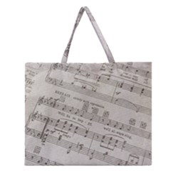 Sheet Music Paper Notes Antique Zipper Large Tote Bag by Celenk