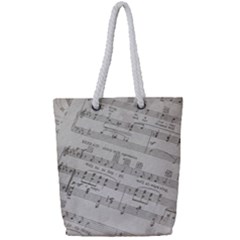 Sheet Music Paper Notes Antique Full Print Rope Handle Tote (small)