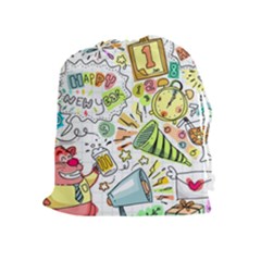 Doodle New Year Party Celebration Drawstring Pouches (extra Large)