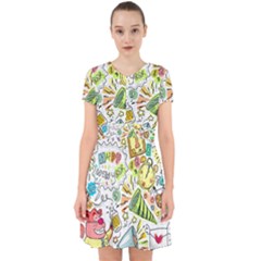 Doodle New Year Party Celebration Adorable In Chiffon Dress by Celenk