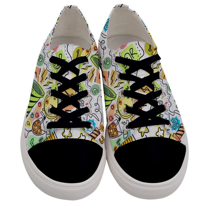 Doodle New Year Party Celebration Men s Low Top Canvas Sneakers