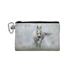 Horse Mammal White Horse Animal Canvas Cosmetic Bag (small) by Celenk