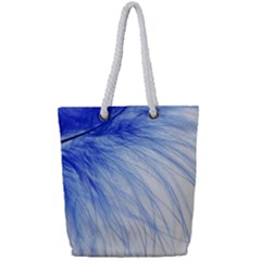Spring Blue Colored Full Print Rope Handle Tote (small)