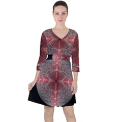 Fractal Diamond Circle Pattern Ruffle Dress