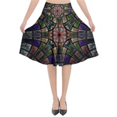 Fractal Detail Elements Pattern Flared Midi Skirt by Celenk