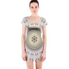 Mandala Fractal Decorative Short Sleeve Bodycon Dress by Celenk