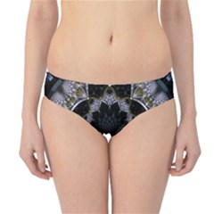 Fractal Aqua Silver Pattern Hipster Bikini Bottoms by Celenk