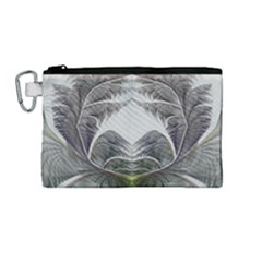 Fractal White Design Pattern Canvas Cosmetic Bag (medium)