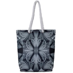 Fractal Blue Lace Texture Pattern Full Print Rope Handle Tote (small)