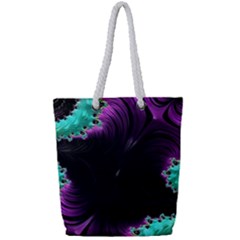 Fractals Spirals Black Colorful Full Print Rope Handle Tote (small)