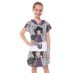 Dolly Girl In Purple Kids  Drop Waist Dress by Valentinaart