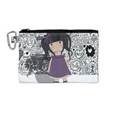 Dolly Girl In Purple Canvas Cosmetic Bag (medium) by Valentinaart