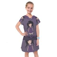 Dolly Girl In Purple Kids  Drop Waist Dress by Valentinaart