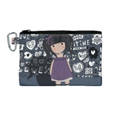 Dolly Girl In Purple Canvas Cosmetic Bag (medium) by Valentinaart