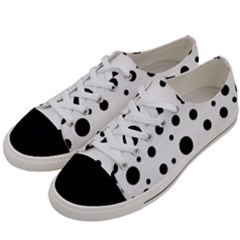 Black On White Polka Dot Pattern Women s Low Top Canvas Sneakers by LoolyElzayat