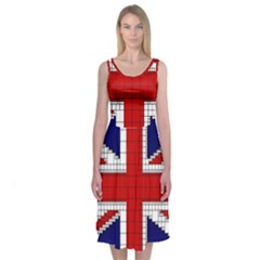 Union Jack Flag Uk Patriotic Midi Sleeveless Dress by Celenk