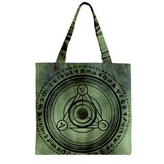 Rune Geometry Sacred Mystic Zipper Grocery Tote Bag by Celenk