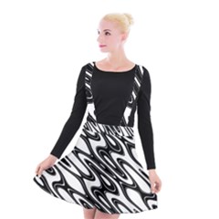 Black And White Wave Abstract Suspender Skater Skirt by Celenk