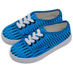 Sharp Blue And Black Wave Pattern Kids  Classic Low Top Sneakers by Celenk