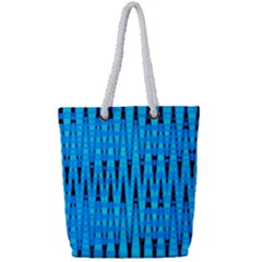 Sharp Blue And Black Wave Pattern Full Print Rope Handle Tote (small)