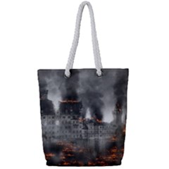 Destruction War Conflict Explosive Full Print Rope Handle Tote (small)