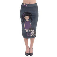 Dolly Girl And Dog Midi Pencil Skirt by Valentinaart
