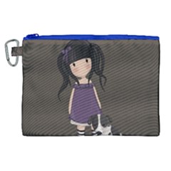 Dolly Girl And Dog Canvas Cosmetic Bag (xl) by Valentinaart