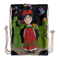 Frida Kahlo Doll Drawstring Bag (large) by Valentinaart