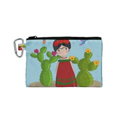 Frida Kahlo Doll Canvas Cosmetic Bag (small) by Valentinaart