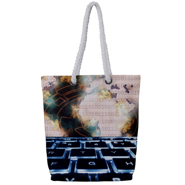 Ransomware Cyber Crime Security Full Print Rope Handle Tote (Small)