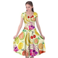 Cute Fruits Pattern Cap Sleeve Wrap Front Dress by paulaoliveiradesign
