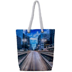Urban Street Cityscape Modern City Full Print Rope Handle Tote (small)