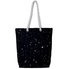 Black Background Texture Stars Full Print Rope Handle Tote (small)