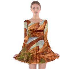 Canyon Desert Rock Scenic Nature Long Sleeve Skater Dress by Celenk