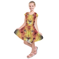 Fractal Lion Kids  Short Sleeve Dress by Celenk