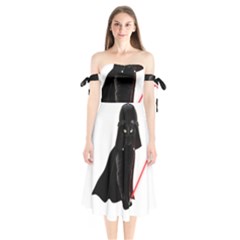 Darth Vader Cat Shoulder Tie Bardot Midi Dress by Valentinaart