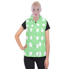 Lime Dot Women s Button Up Puffer Vest by snowwhitegirl