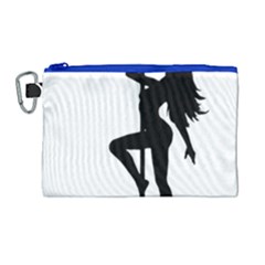 Dance Silhouette Pole Dancing Girl Canvas Cosmetic Bag (large)