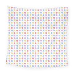 Blue Pink Yellow Eggs On White Square Tapestry (large)