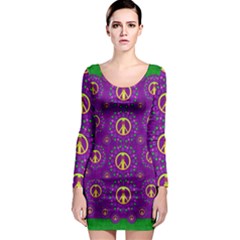 Peace Be With Us In Love And Understanding Long Sleeve Bodycon Dress by pepitasart