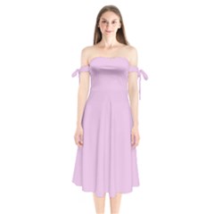 Lilac Star Shoulder Tie Bardot Midi Dress by snowwhitegirl