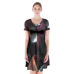 Crystals Background Design Luxury Short Sleeve V-neck Flare Dress by Nexatart