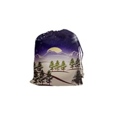 Background Christmas Snow Figure Drawstring Pouches (small)  by Nexatart