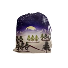 Background Christmas Snow Figure Drawstring Pouches (large)  by Nexatart