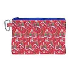 Red Background Christmas Canvas Cosmetic Bag (large) by Nexatart