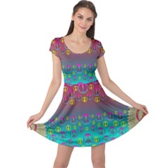 Years Of Peace Living In A Paradise Of Calm And Colors Cap Sleeve Dress